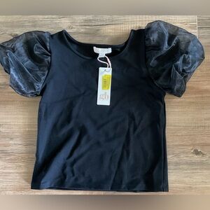 Girls Giani Bini Black T-Shirt with poof sleeves size 6 NWT
